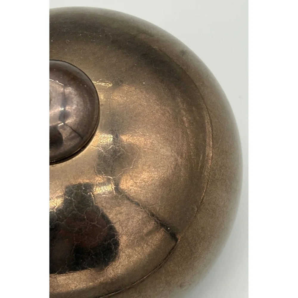 Hand Blown Glass Oil Lamp Candle Copper Tone Round Brown‎ 3.5